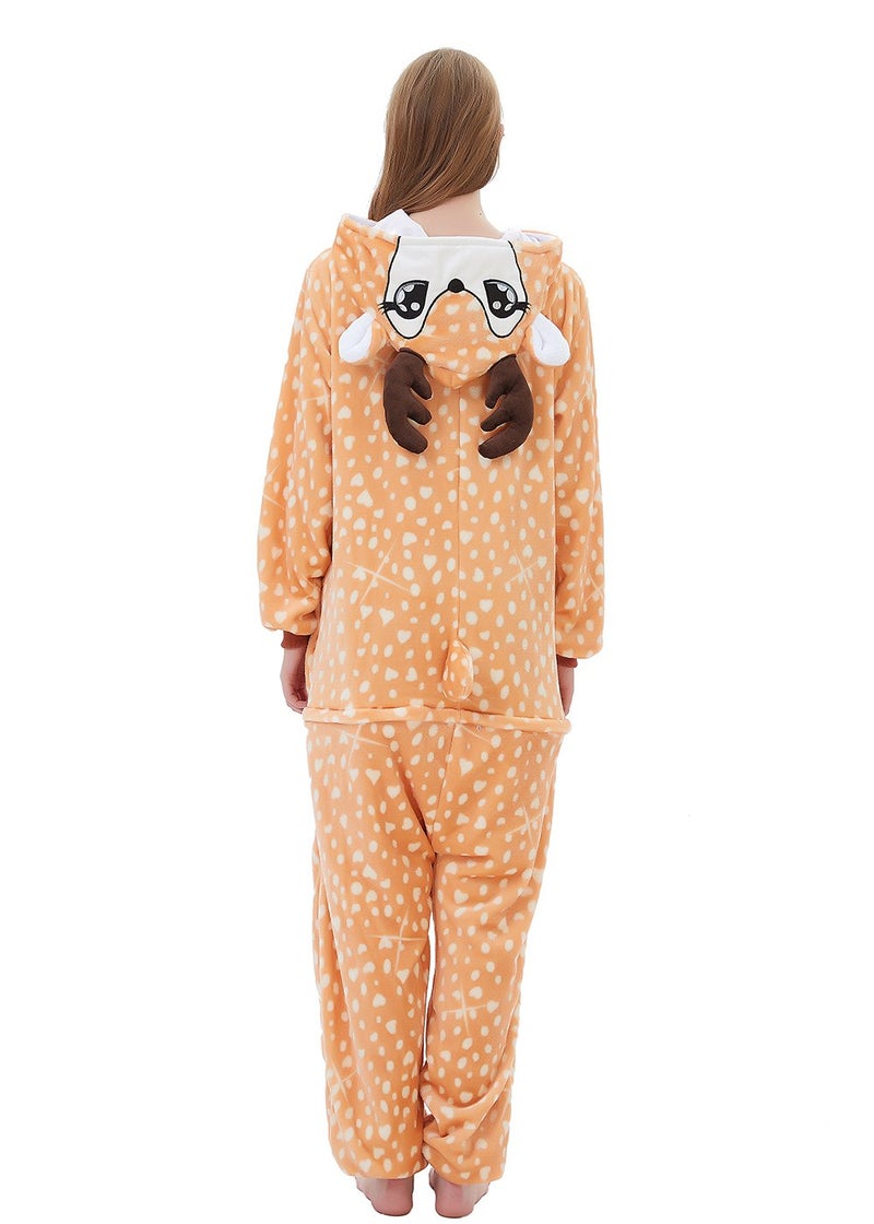 ABENCA Women Deer Onesie Pajama Reindeer Costume Adult Animal Halloween Christmas Cosplay Fawn Onepiece, M - Image 3