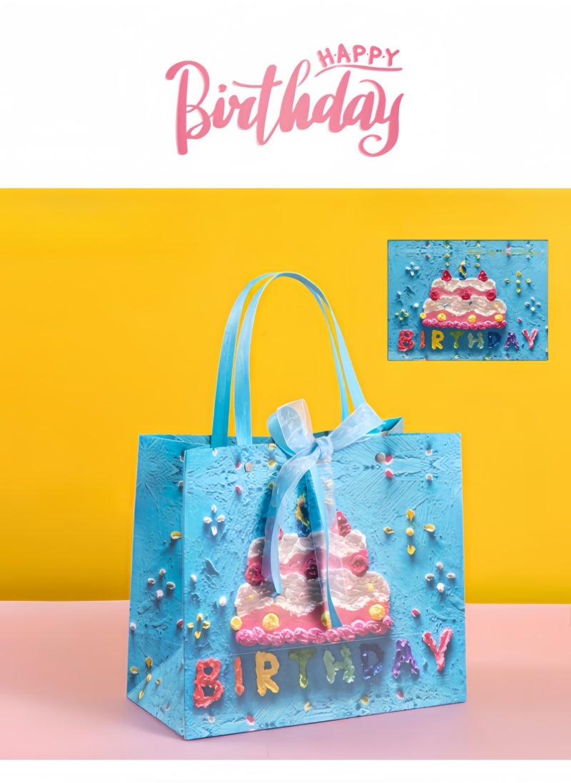 Harse Orange-themed birthday gift bag with handles, gift bag, medium-sized small gift paper bag, birthday craft paper gift bag, with matching exclusive greeting card (25*12*22cm)  - Image 1