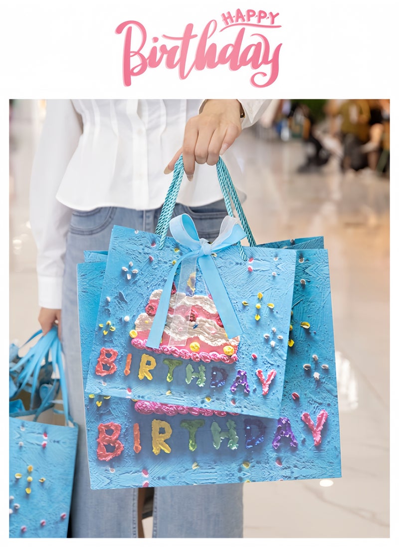 Harse Orange-themed birthday gift bag with handles, gift bag, medium-sized small gift paper bag, birthday craft paper gift bag, with matching exclusive greeting card (25*12*22cm)  - Image 2