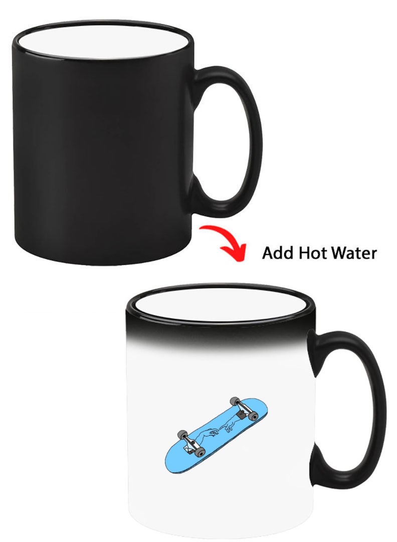 Theodor Color Changing Heat Sensitive Ceramic Mug, Image Revealed When HOT Liquid is Added! Skate Board - Image 1