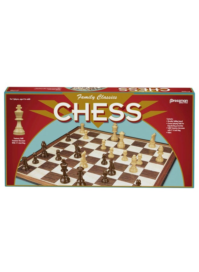 Pressman Family Classics Chess by Pressman - with Folding Board and Full Size Chess Pieces  - Image 1
