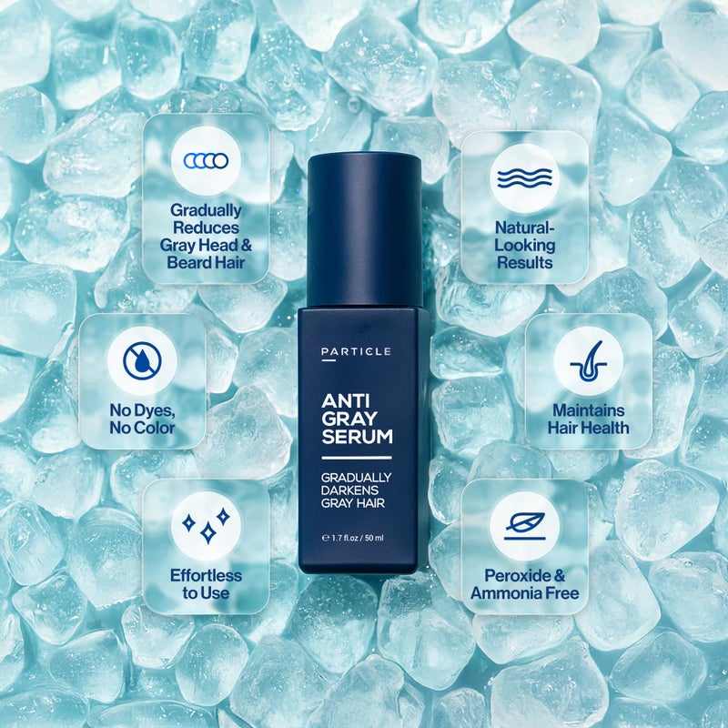 Particle Anti-Gray Serum for Men â€“ Gradually Reduces Gray Hair on Head & Beard Without Dye â€“ Natural Gray Reduction with Silverfreeâ„¢, Vitamin A, Melitane & Allantoin â€“ Peroxide & Ammonia Free - Image 2