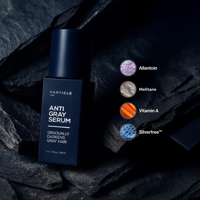Particle Anti-Gray Serum for Men â€“ Gradually Reduces Gray Hair on Head & Beard Without Dye â€“ Natural Gray Reduction with Silverfreeâ„¢, Vitamin A, Melitane & Allantoin â€“ Peroxide & Ammonia Free - Image 3
