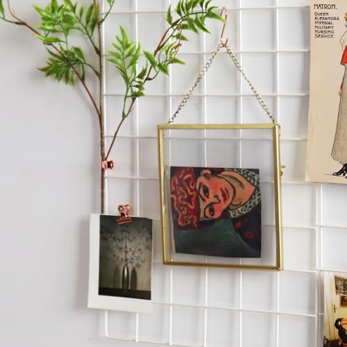 CreativeBuzz Steel Grid Photo Frame for Wall with 10 Wooden Deginer Clips | DIY Metal Mesh Wire Grid for Photo Display, Wall Decor, Memo Organizer | Aesthetic Room Decoration for Home, Living Room & Office (White, 65x45cm) - Image 4