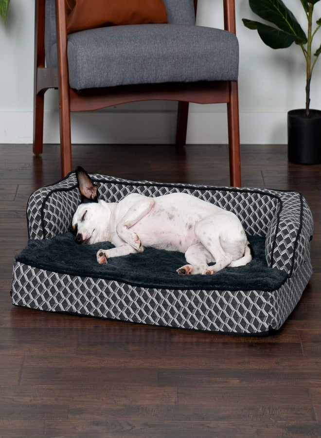 Furhaven Orthopedic Dog Bed for Medium/Small Dogs w/ Removable Bolsters & Washable Cover, For Dogs Up to 35 lbs - Plush & Woven Decor Comfy Couch Sofa - Diamond Gray, Medium - Image 3