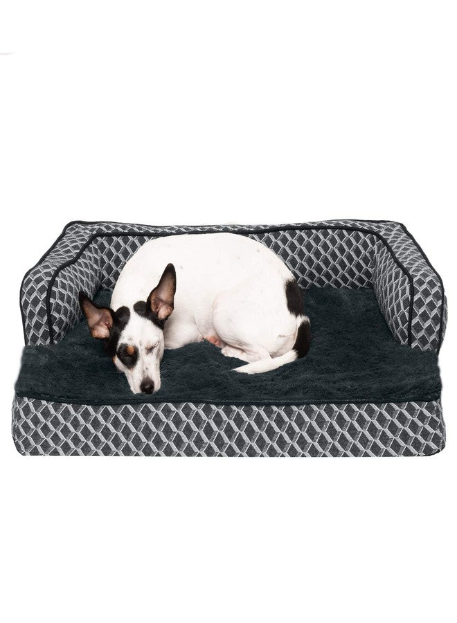 Furhaven Orthopedic Dog Bed for Medium/Small Dogs w/ Removable Bolsters & Washable Cover, For Dogs Up to 35 lbs - Plush & Woven Decor Comfy Couch Sofa - Diamond Gray, Medium - Image 1