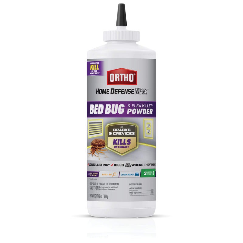 Ortho Home Defense Max Bed Bug & Flea Killer Powder, 12 oz. â€“ Apply to Cracks and Crevices for Up to 8 Months of Control - Image 1