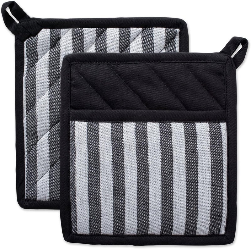DII DII Cotton Heat Resistant Kitchen Pot Holders Set Set of 28x85 Farmhouse Chic Geometric Design Heat Resistant and Machine Washable for Every Home Kitchen  Stripe  - Image 1