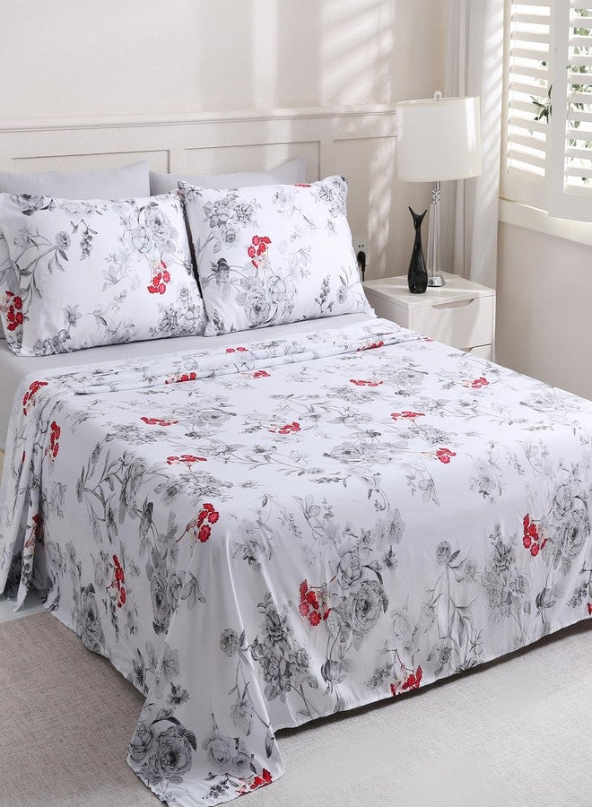LONAVA Solid and Printed King Size Bed Sheet Set - 6-Piece, Includes Solid Fitted Sheet, Solid Pillowcases, OEKOTEX Certified, 100% Brushed Microfiber, Comfortable and Breathable, G24083 - Image 3