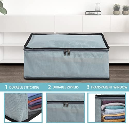 SHIBUI Foldable Closet Shirt Organizer For Wardrobe, Shirt Cover | Shirt Organiser | Clothing Storage Box With Clear Window,Non Woven Febric. (Pack Of 2, Grey, Non-Woven), 42 Centimeters - Image 4