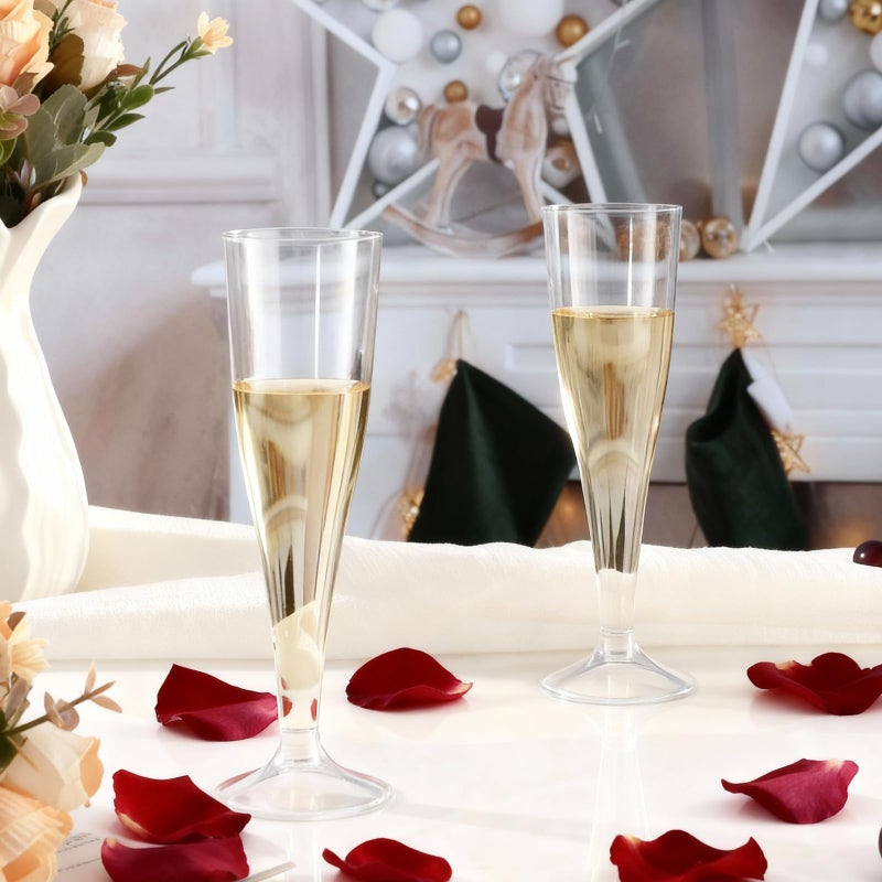 Bestluck 100 Pack Champagne Flutes Plastic, 4.5 oz Clear Plastic Disposable Stemware, Disposable Champagne Flutes for Party, Mimosa Bar, Wedding, Anniversary and Graduation - Image 5