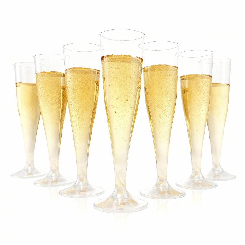 Bestluck 100 Pack Champagne Flutes Plastic, 4.5 oz Clear Plastic Disposable Stemware, Disposable Champagne Flutes for Party, Mimosa Bar, Wedding, Anniversary and Graduation - Image 1