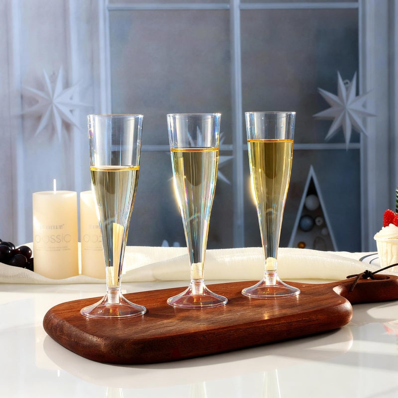 Bestluck 100 Pack Champagne Flutes Plastic, 4.5 oz Clear Plastic Disposable Stemware, Disposable Champagne Flutes for Party, Mimosa Bar, Wedding, Anniversary and Graduation - Image 2