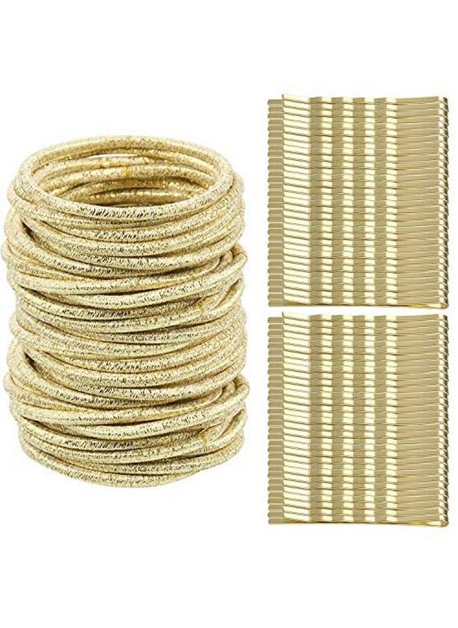 TecUnite - 50 Pieces 3Mm Hair Ties Nometal Hair Elastics Thin Hair Ties Ropes Ponytail Holders Hair Bands With 50 Pieces Hair Bobby Pins Hair Accessories For Women Girls - Image 1
