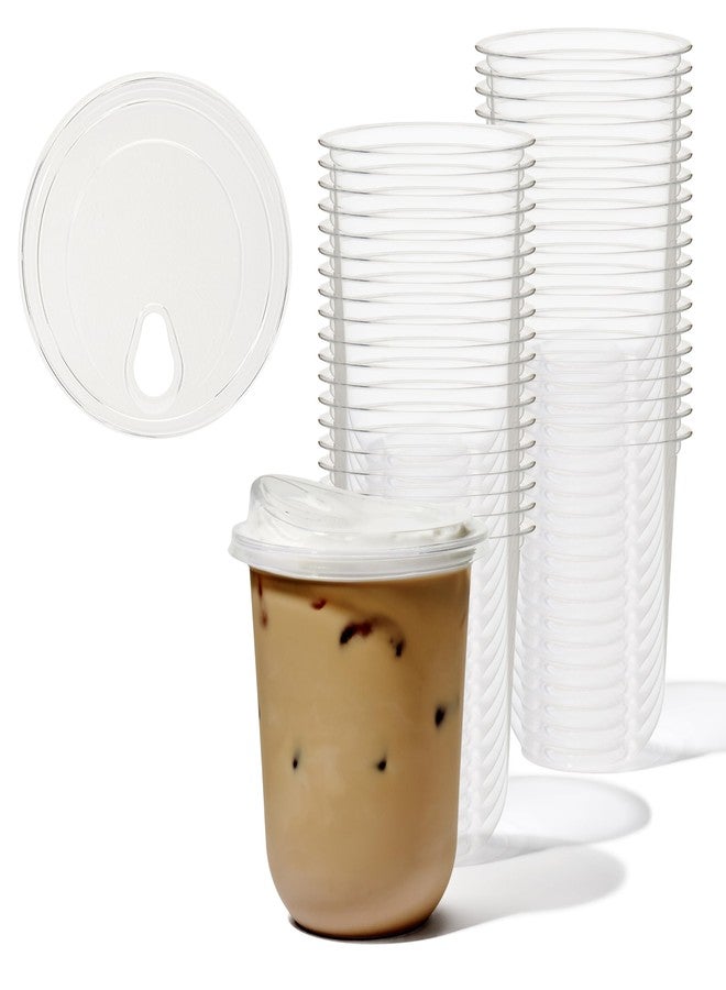 TOSSWARE NATURAL 16oz Arc Bundle - Plant Based 98mm Clear Cold Cups + Sip Lids - Plastic Alternative for Parties, Bachelorettes, Weddings - Recyclable - Set of 50 - Image 1