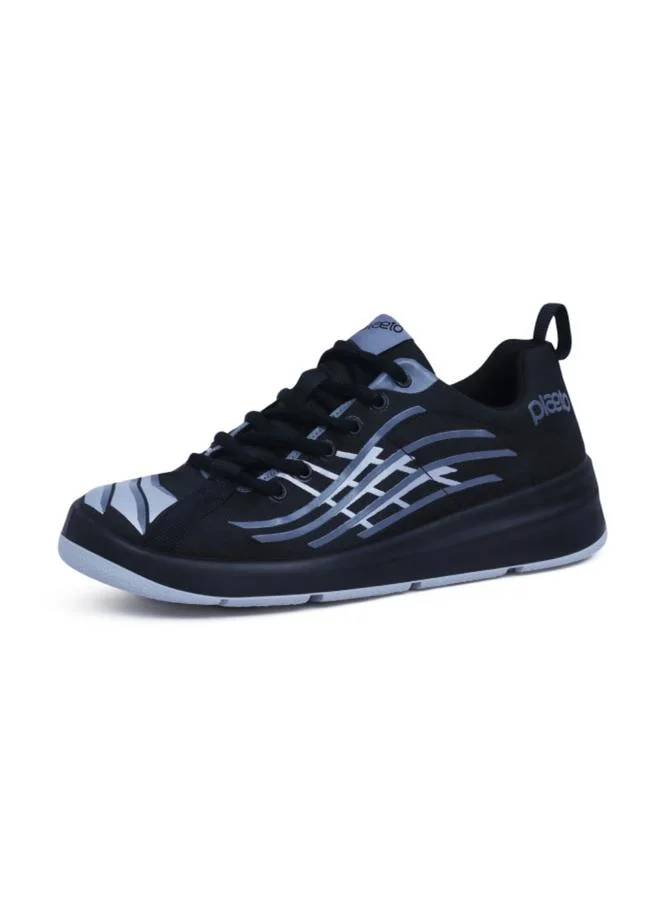 PLAETO Nova Mens Black and Grey Sports Sneakers