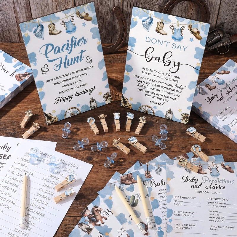 Sherr 424 Pcs Woodland Baby Shower Games Set-8 Games Includes Baby Shower Bingo Price Is Right Guess Who Word Scramble Prediction and Advice Pacifier Hunt Game 50 Pacifiers Don't Say the Words - Image 2