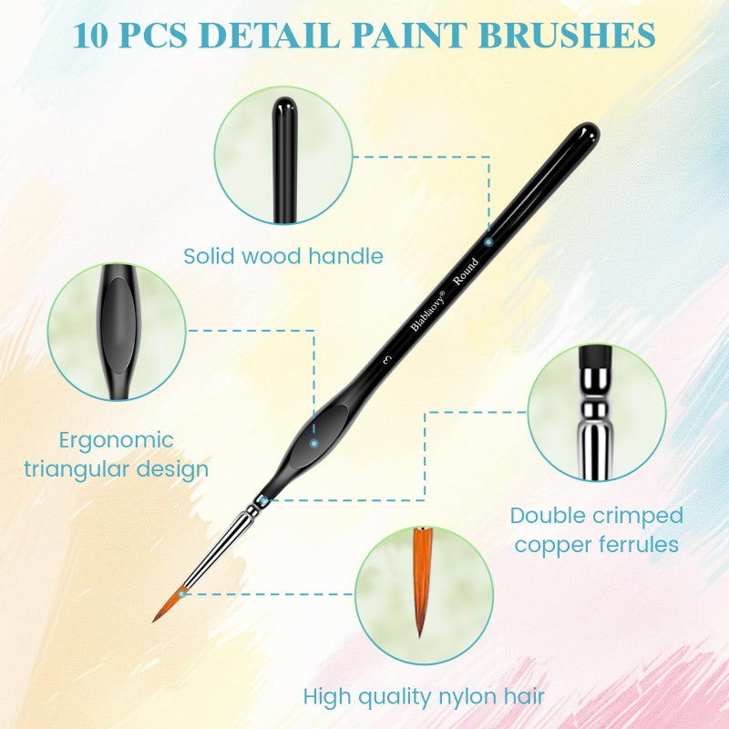 Blablaovy 12pcs Miniature Paint Brushes Drybrush Set, Detail Paint Brushes for Acrylics, Watercolor, Figurines Model, Face Painting, Piant by Number Kit for Adults - Triangular Handles (Black) - Image 5