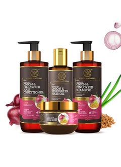 Khadi Natural Hair Fall Control Solution|Onion & Fenugreek Shampoo 310Ml| Onion & Fenugreek Conditioner 310Ml|Onion & Fenugreek Hair Oil 200Ml|Onion & Fenugreek Hair Mask 200Gm  - Image 1