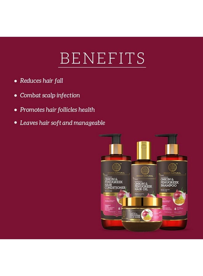 Khadi Natural Hair Fall Control Solution|Onion & Fenugreek Shampoo 310Ml| Onion & Fenugreek Conditioner 310Ml|Onion & Fenugreek Hair Oil 200Ml|Onion & Fenugreek Hair Mask 200Gm - Image 2
