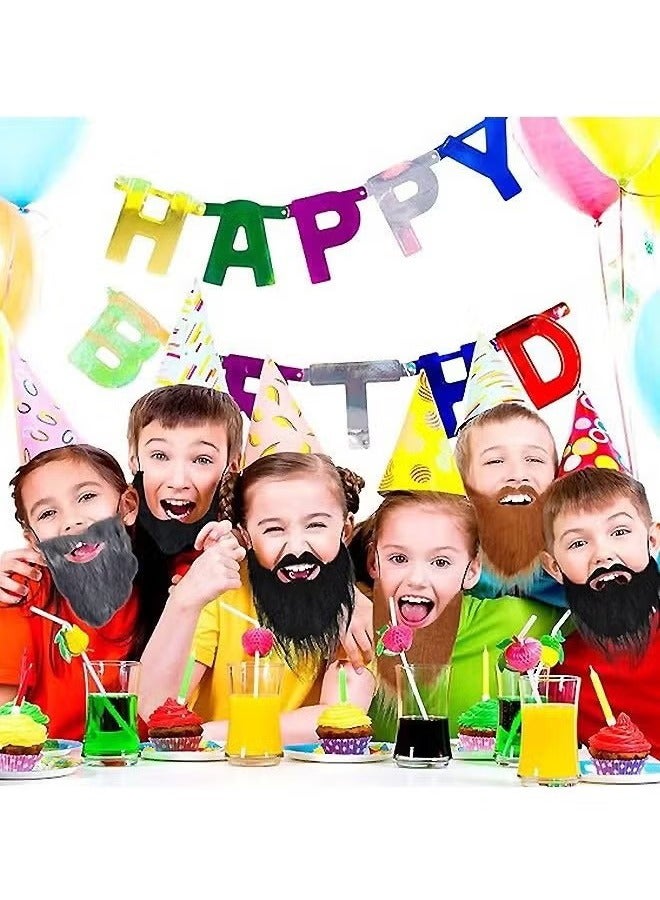 4 Pcs Fake Mustache Facial Hair False Beards, Fake Whisker for Entertainment Drama Party Movie Makeup, Mustache for Kids And Adults (Grey+White+Black+Brown)