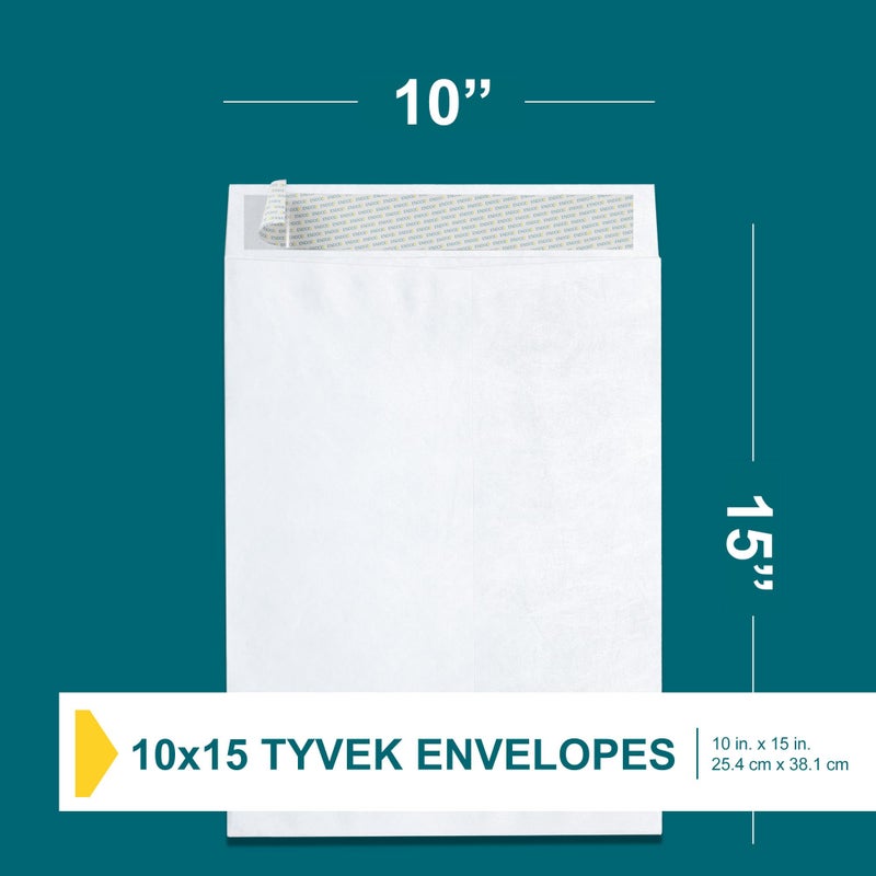 EnDoc Tyvek Envelopes 10x15 â€“Strong Lightweight Professional Shipping Mailer Tear Resistant EnDocâ„¢ TyvekÂ® Construction & Easy Self Seal Closure â€“ Bright White DuPont â€“ Bulk Pack of 15 â€“ 10 x 15 - Image 3