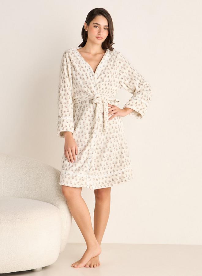 Splash FAV Textured Robe with Tie-Up Belt and Pockets - Image 2