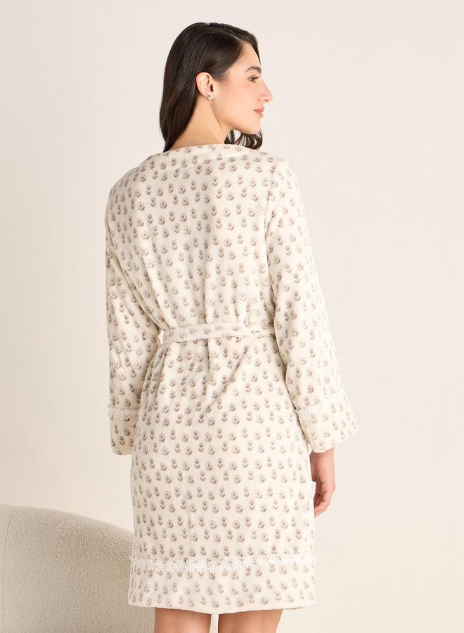 Splash FAV Textured Robe with Tie-Up Belt and Pockets - Image 3