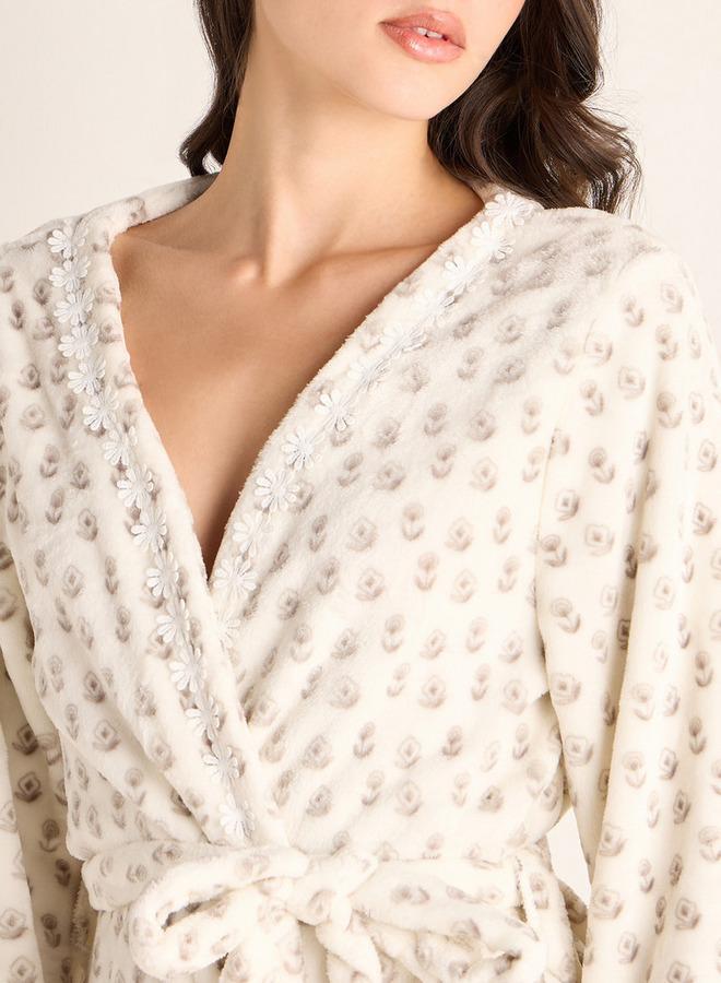 Splash FAV Textured Robe with Tie-Up Belt and Pockets - Image 4