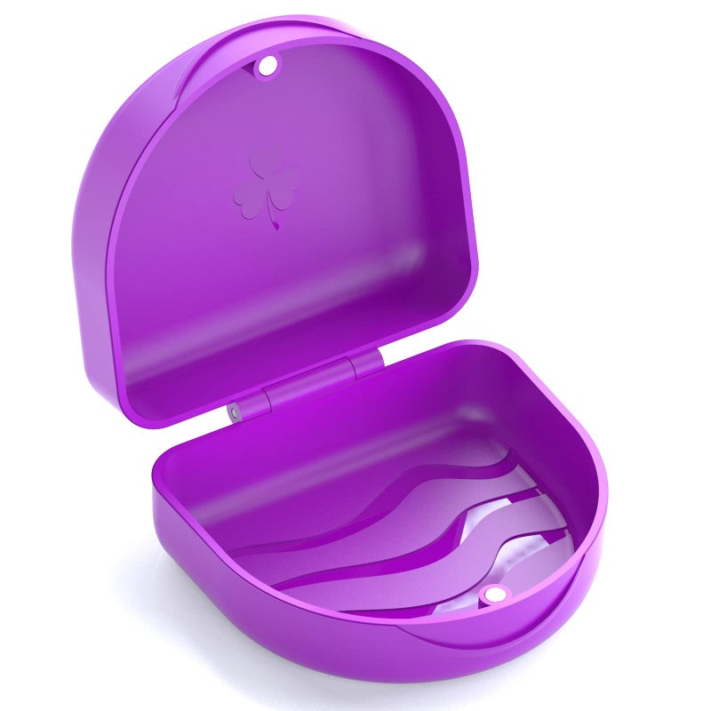 BVN Retainer Case Denture Case: BVN Orthodontic Dental Case, Slim Braces Case, Mouth Guard Case, Denture Box, Teeth Aligner Case, Night Guard Case Container Storage Holder Purple - Image 1