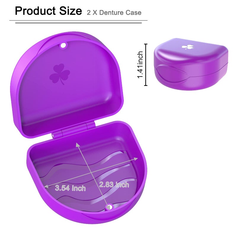 BVN Retainer Case Denture Case: BVN Orthodontic Dental Case, Slim Braces Case, Mouth Guard Case, Denture Box, Teeth Aligner Case, Night Guard Case Container Storage Holder Purple - Image 2