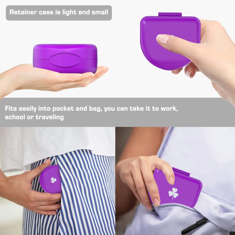 BVN Retainer Case Denture Case: BVN Orthodontic Dental Case, Slim Braces Case, Mouth Guard Case, Denture Box, Teeth Aligner Case, Night Guard Case Container Storage Holder Purple - Image 4