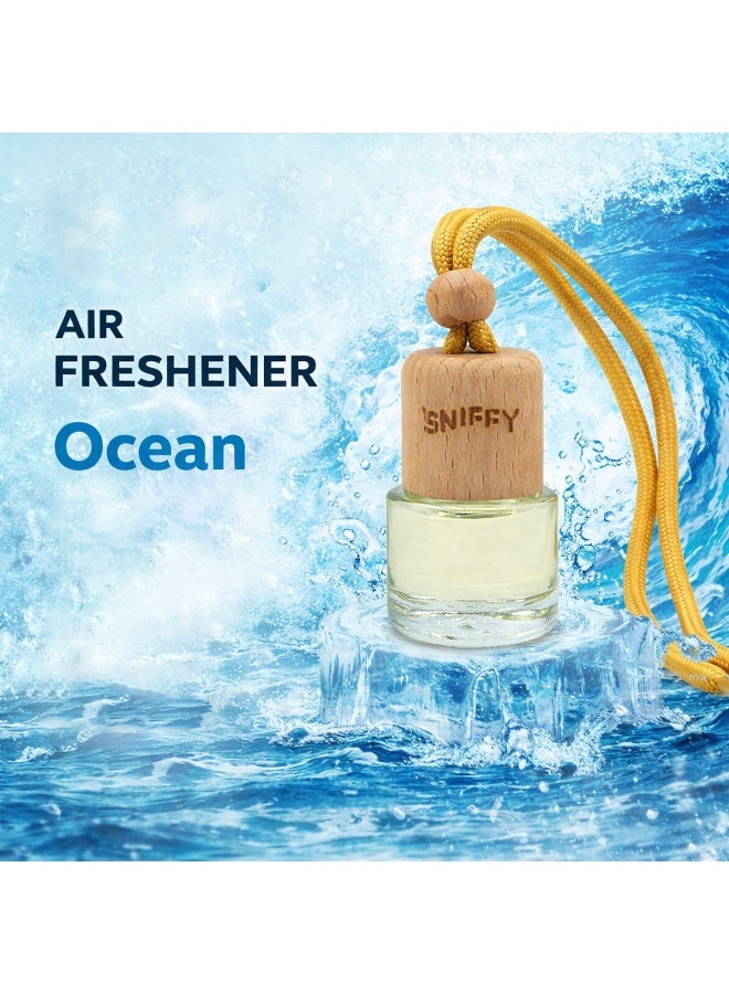 SNIFFY  OCEAN Car Air Freshener Hanging Diffuser – Natural Essential Oil Auto Air Freshener, Alcohol-Free Long Lasting Fresh Ocean Car Scent, Car Rear View Mirror Perfume Bottle for Auto, Home & Office - Image 3