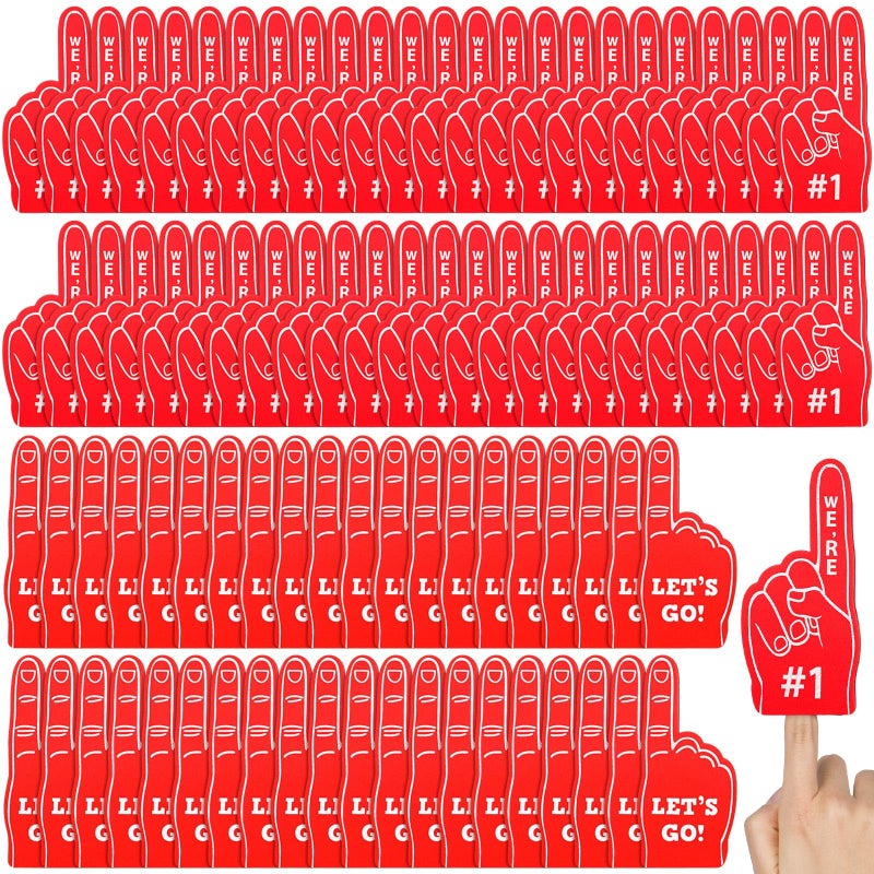 Sinmoe 100 Pieces Mini Foam Finger Football Party Favors 1 Sports Fan Foam Finger Football Party Supply Basketball Baseball Soccer Sporting Events SuppliesRed - Image 3