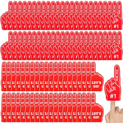 Sinmoe 100 Pieces Mini Foam Finger Football Party Favors 1 Sports Fan Foam Finger Football Party Supply Basketball Baseball Soccer Sporting Events SuppliesRed - Image 1