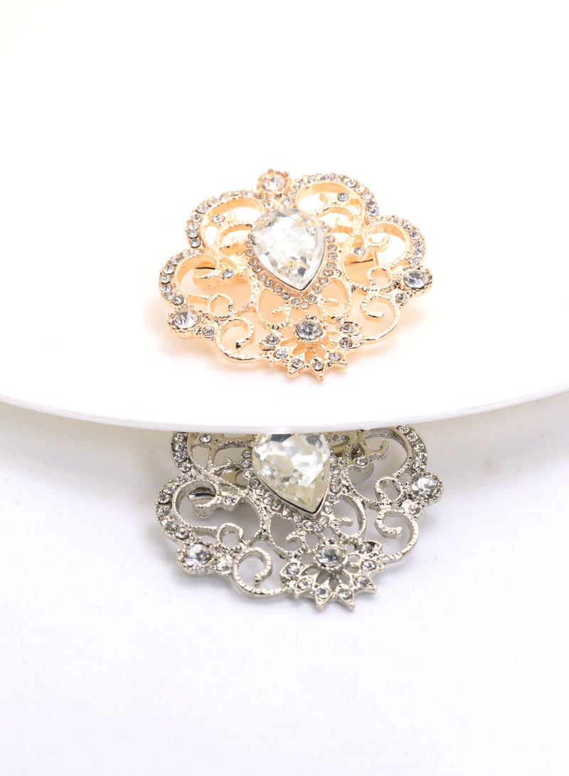 Crystal Safety pin for Women and Girl. 3 Pieces Set, Silver color (37mm). - Image 4