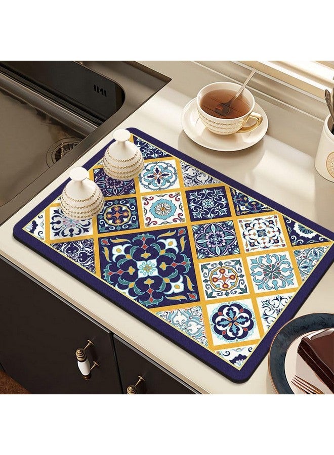 Home-Cloud HomeCloud Dish Drying Mat for Kitchen Counter Hide Stain Super Absorbent, Non-Slip, Heat-Resistant, Great for Dishes,Rack Pad, Kitchen Counter, Coffee Maker, Coffee Item (Blue_1_BigBox, 40x50cm) - Image 1