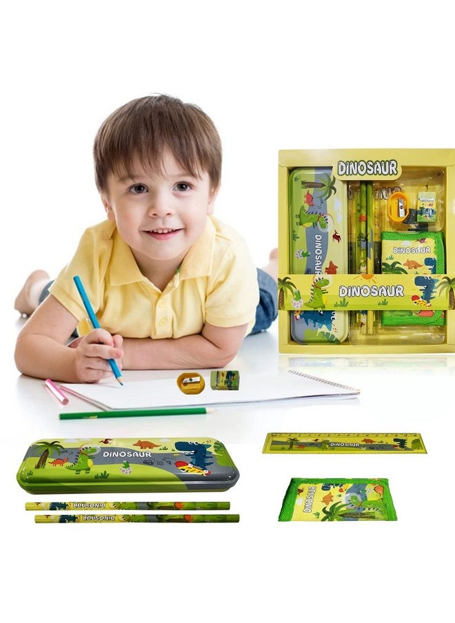 Party Propz Party Propz Dinosaur Stationary Items - Pack of 7Pcs Birthday Return Gifts for Kids|Dinosaur Stationary Set for Kids|School Stationery Items|Dinosaur Theme Return Gifts|Stationery Set for Kids,Green  - Image 5