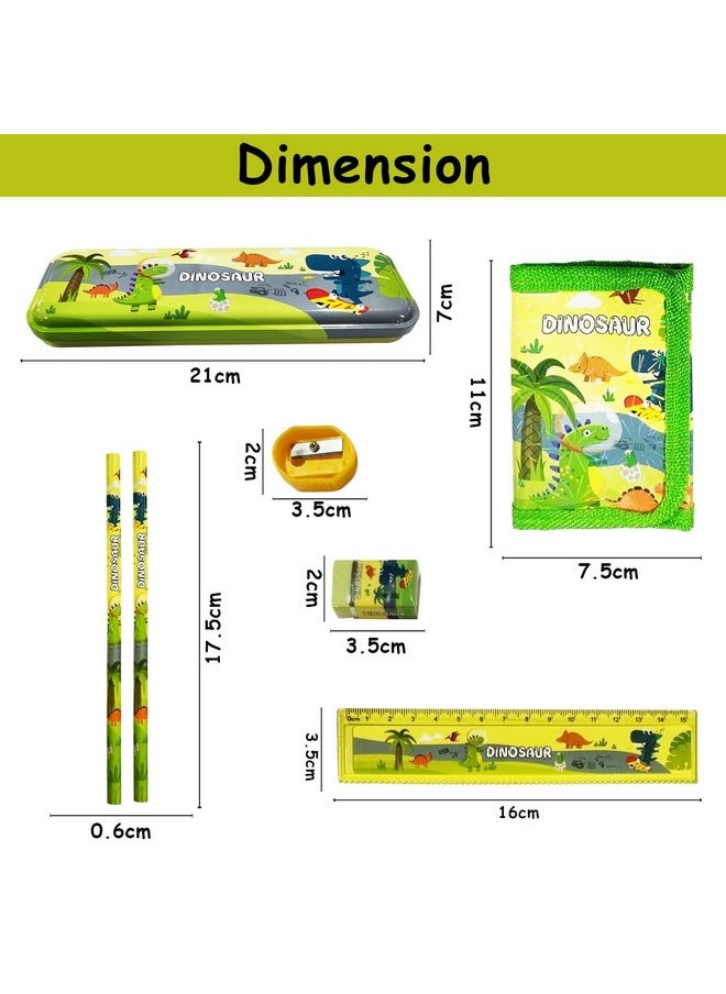 Party Propz Party Propz Dinosaur Stationary Items - Pack of 7Pcs Birthday Return Gifts for Kids|Dinosaur Stationary Set for Kids|School Stationery Items|Dinosaur Theme Return Gifts|Stationery Set for Kids,Green  - Image 3