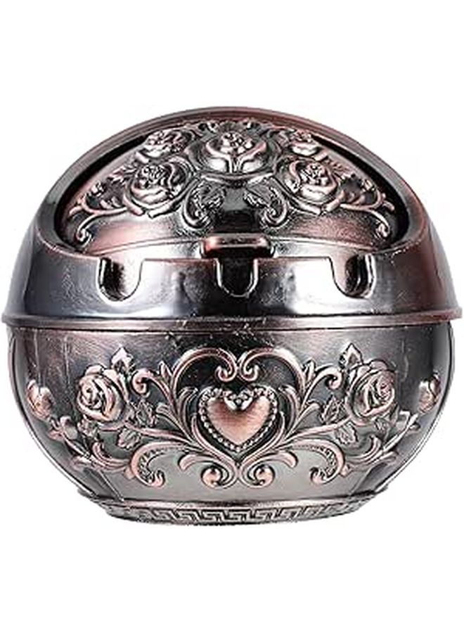 Mini Portable Copper Ashtray With Lid Windproof Indoor Outdoor Smoking Decorative - Image 1