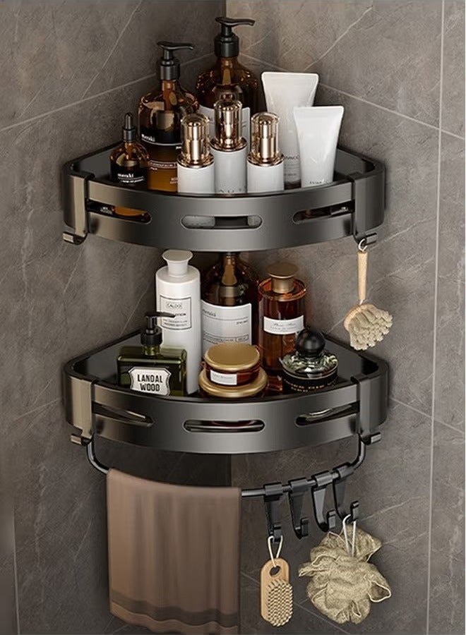 Beauenty 2 Pack Corner Shower Caddy, Shower Storage Organizer with Towel Rack, Bathroom Storage Shelf for Toilet, Kitchen, Bedroom - Image 1