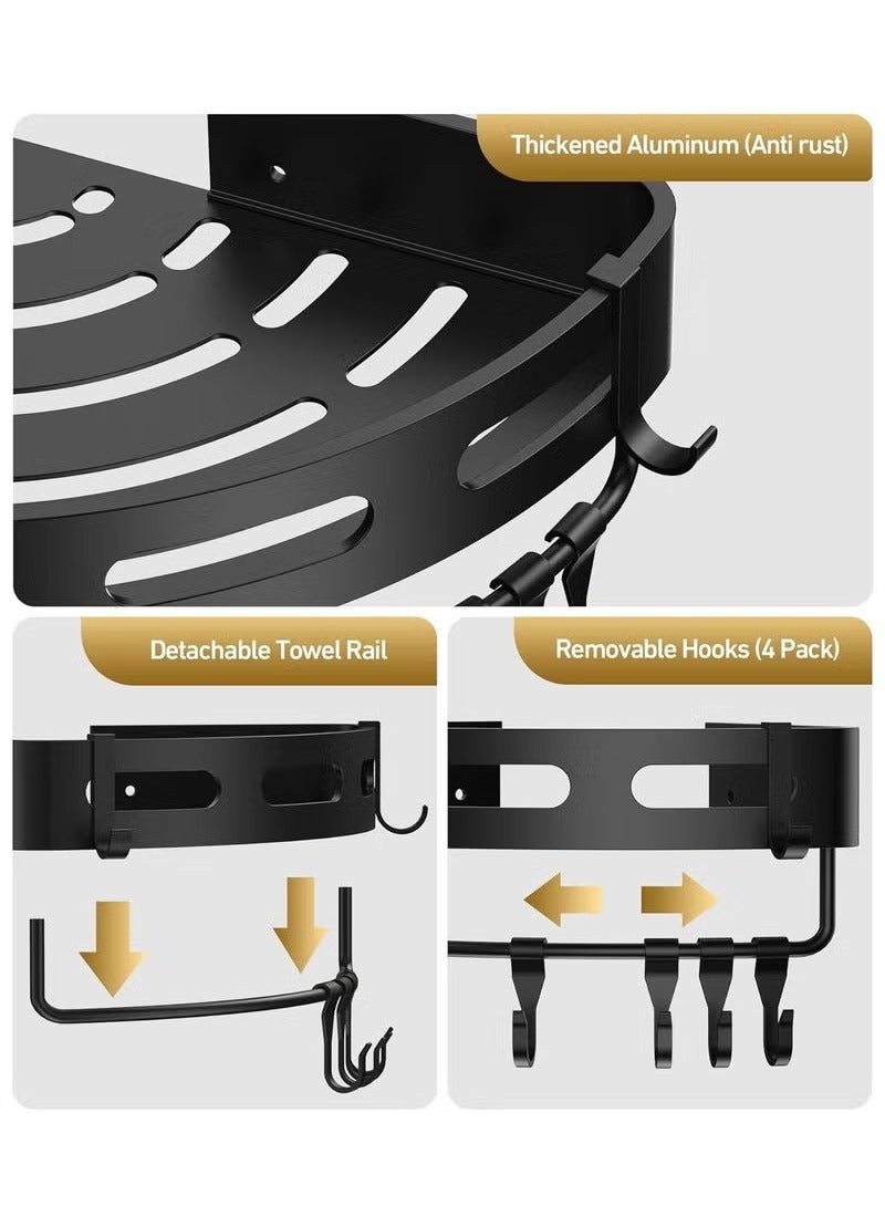 Beauenty 2 Pack Corner Shower Caddy, Shower Storage Organizer with Towel Rack, Bathroom Storage Shelf for Toilet, Kitchen, Bedroom - Image 3