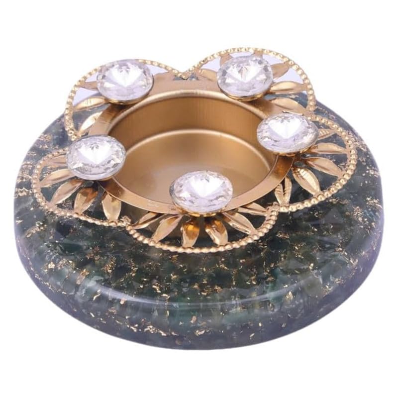 Dkriva Tealight Candle Holders for Home Dcor Decorative Crystal Stone Candle Holder for Diwali Christmas Navratri Votive Stand for Living Room Bedroom Dining Table Puja Multi Colour1