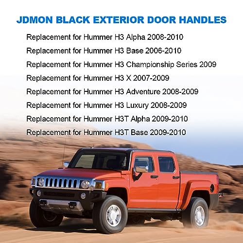 JDMON 4Pcs Exterior Door Handles Replacement for Hummer H3 Base 20062010 H3 Alpha 20082010 H3 X 20072009 H3 AdventureLuxury 20082009 H3T AlphaBase 20092010 Replacement for 12750558 25832250 - Image 3