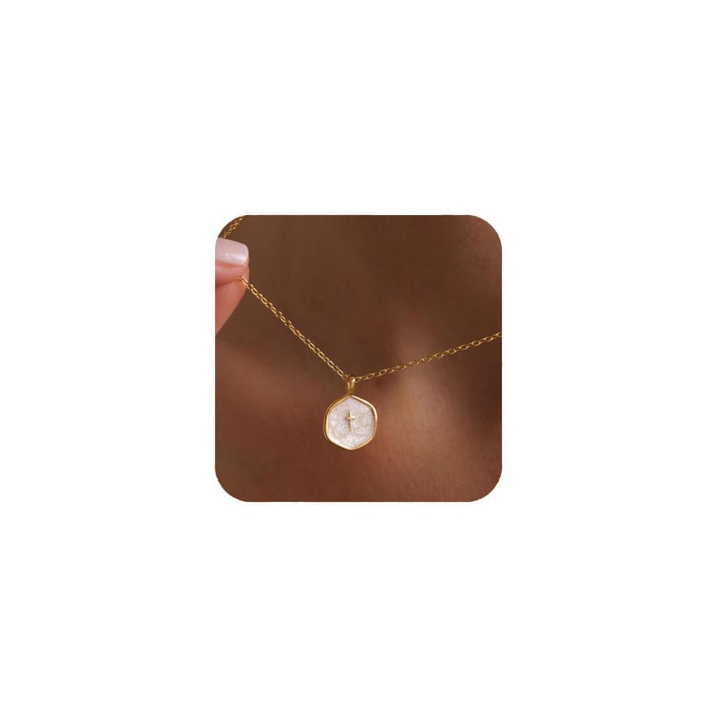 SERYNOW Small Cross Necklace for Women, Dainty 14K Gold Plated Cross Pendant Necklace, Everyday Simple Cross Charm Choker Minimalist Religious Jewelry Cute Trendy Gifts - Image 1