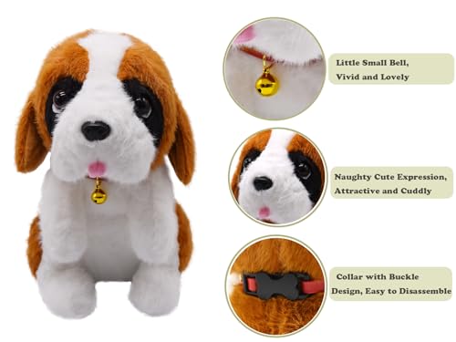 YONLIT Adorable Saint Bernard Stuffed Animal Ultra Soft and Squishy Little Puppy Dog Plushies with Tiny Pink Tongue Peeking Out Lovely Gifts for Kids Birthday or Dog Lovers 9 Inches St Bernard - Image 5
