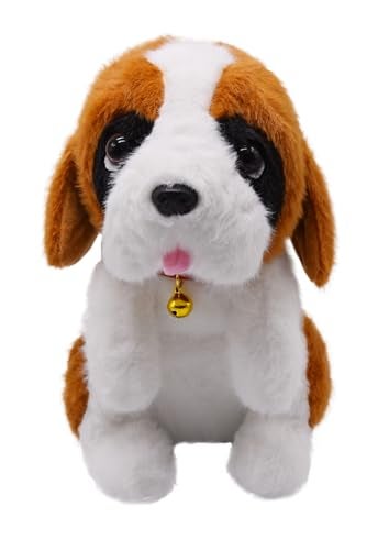 YONLIT Adorable Saint Bernard Stuffed Animal Ultra Soft and Squishy Little Puppy Dog Plushies with Tiny Pink Tongue Peeking Out Lovely Gifts for Kids Birthday or Dog Lovers 9 Inches St Bernard - Image 1