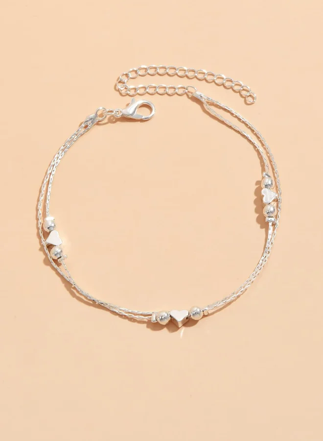 Take Two Dual Chain Heart-Shaped Anklet