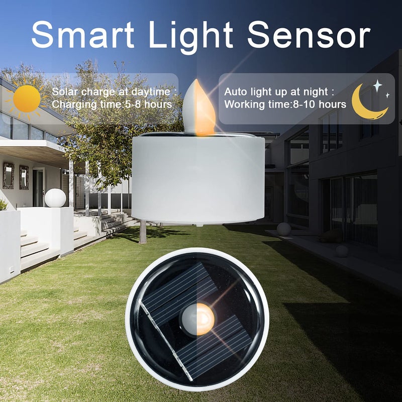 Homemory Solar Tea Lights Outdoor Waterproof, Dusk to Dawn Outdoor Lighting, Reusable LED Tea Light Candles for Lantern Garden Camping and Home Decor, Pack of 8, Warm White - Image 2