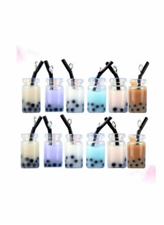 Y&D 12pcs Milk Tea Charms Pendant Keychain Miniature Embellishments Resin Figurine for DIY Earring Jewelry Necklace Craft Making Accessories Decoration (Mixed Color)  - Image 1